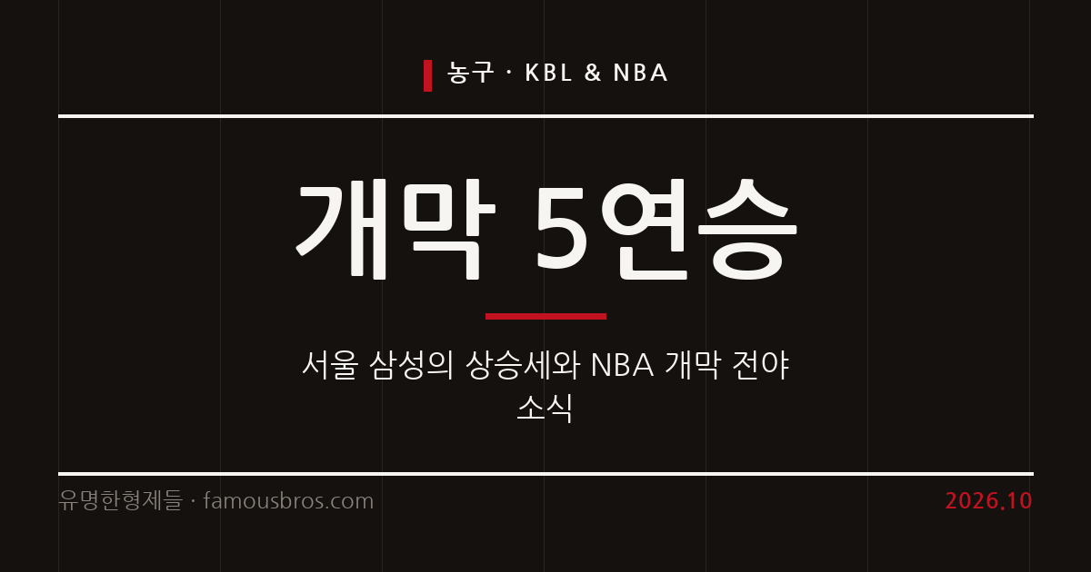 KBL 단독 선두 질주하는 서울 삼성과 개막 맞이하는 NBA 전망 커버 이미지