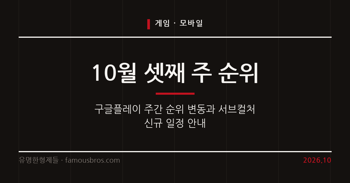 10월 셋째 주 모바일 게임 순위 변동과 서브컬처 일정 정리 커버 이미지