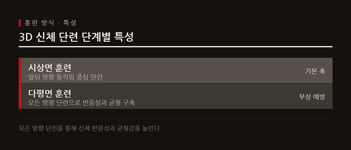 달리기는 주로 앞뒤 움직임을 쓰지만 부상을 방지하려면 모든 방향으로 몸을 단련하는 3D 훈련이 필요하다.