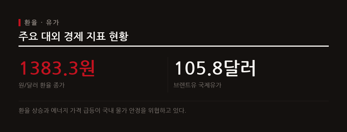 원/달러 환율이 1380원대를 기록하고 국제유가가 상승하면서 수입 물가와 국내 물가에 큰 부담을 주고 있다.