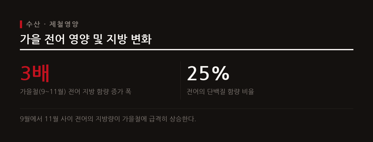 가을 생선은 겨울을 대비해 영양분을 축적하므로 지방 함량이 높아져 고소한 맛이 극대화된다.