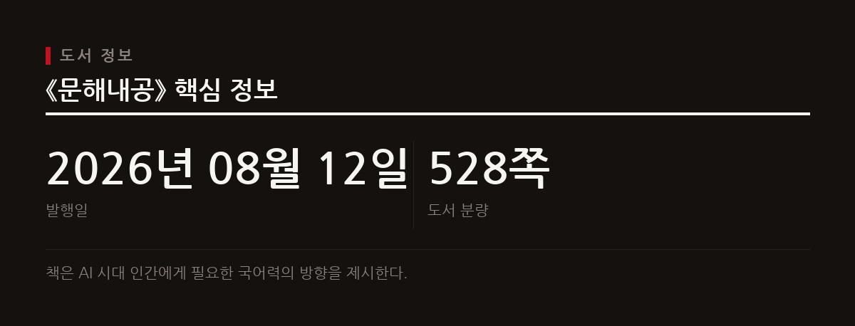 도서 《문해내공》은 AI가 생성하는 정보를 비판적으로 검증하고, 나아가 더 나은 질문을 만들 수 있는 국어력의 중요성을 강조한다.