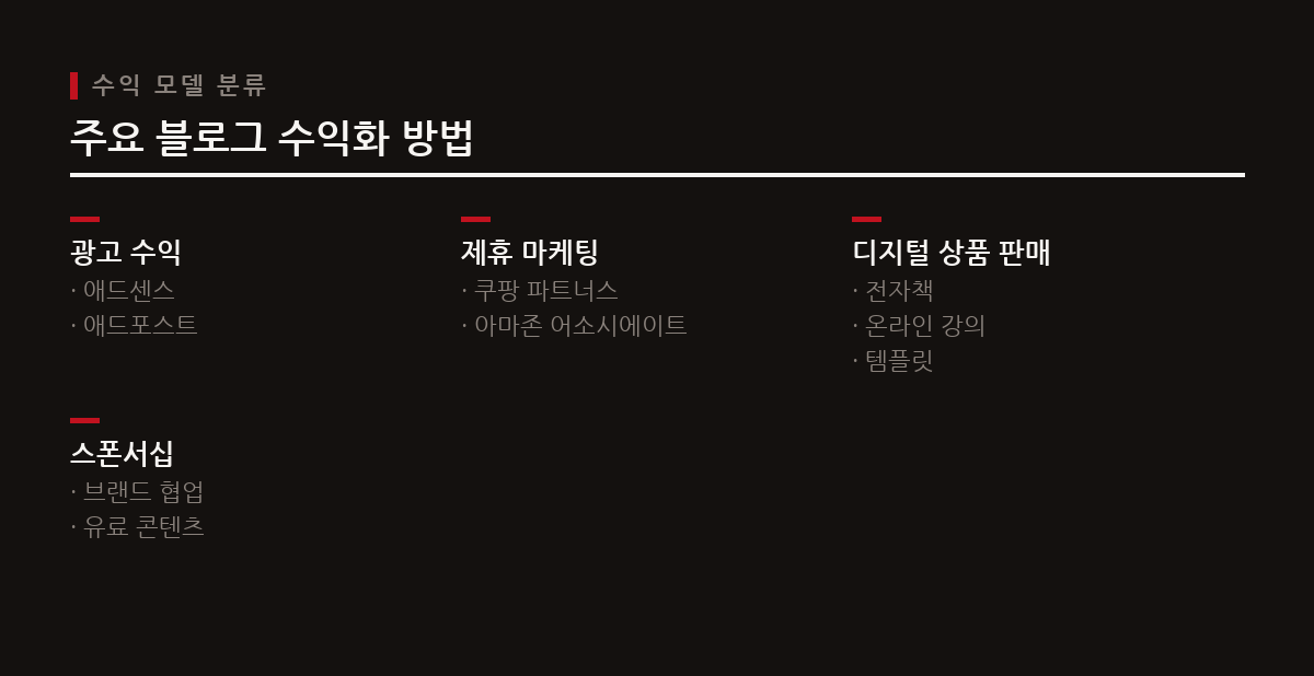 애드센스 외에도 제휴 마케팅, 디지털 상품 판매 등 다양한 수익 모델이 있으며, 이들은 애드센스보다 높은 수익 잠재력을 가진다.